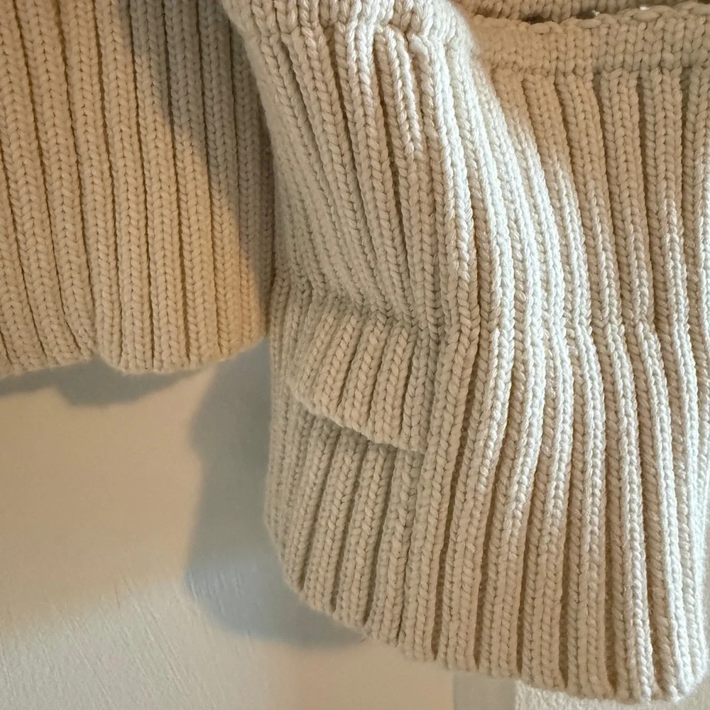 Lululemon Cotton Crochet Pullover Sweater Light Ivory Black $128